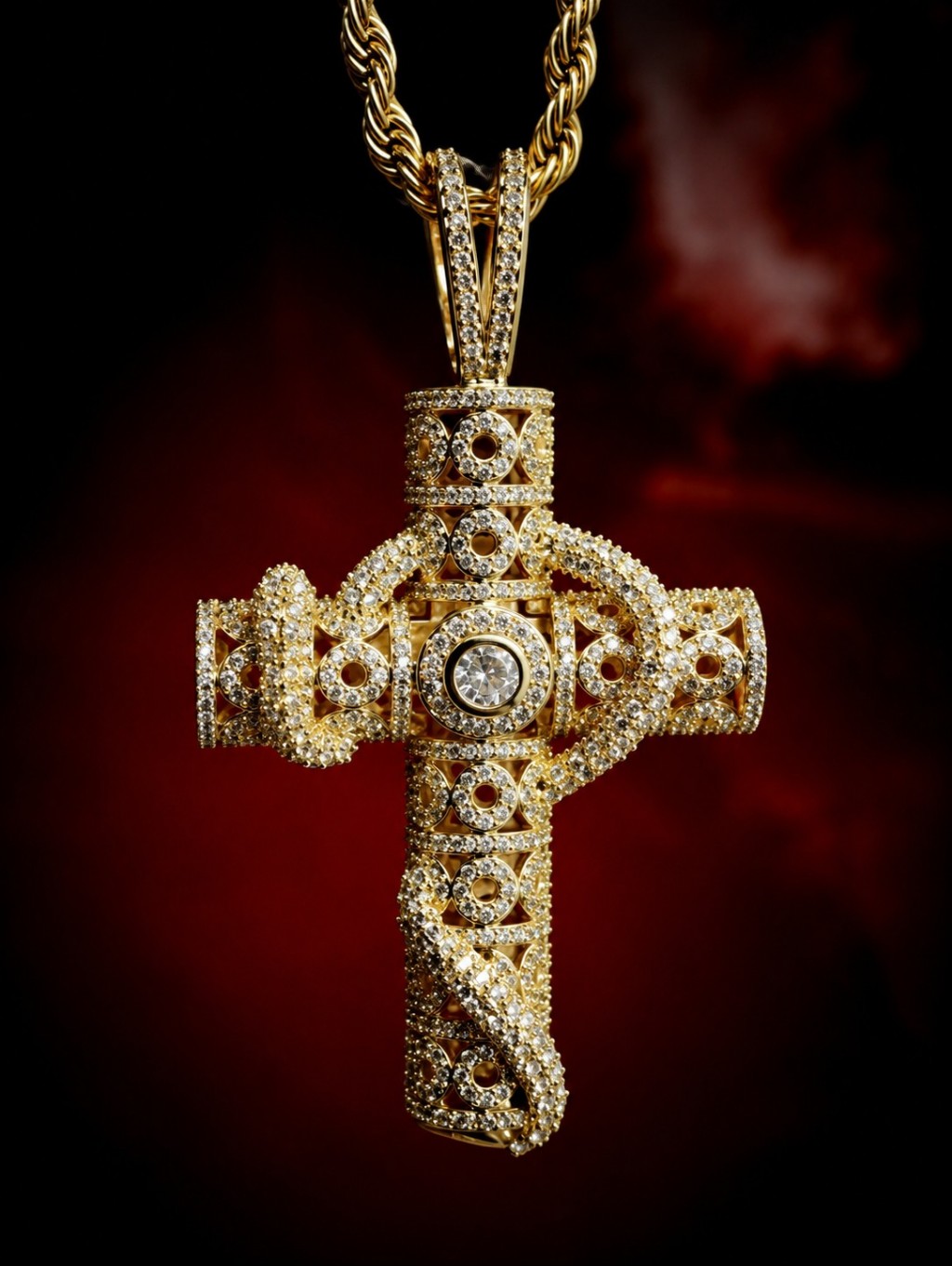 14k Goldplated Designer Holy Crossnecklace